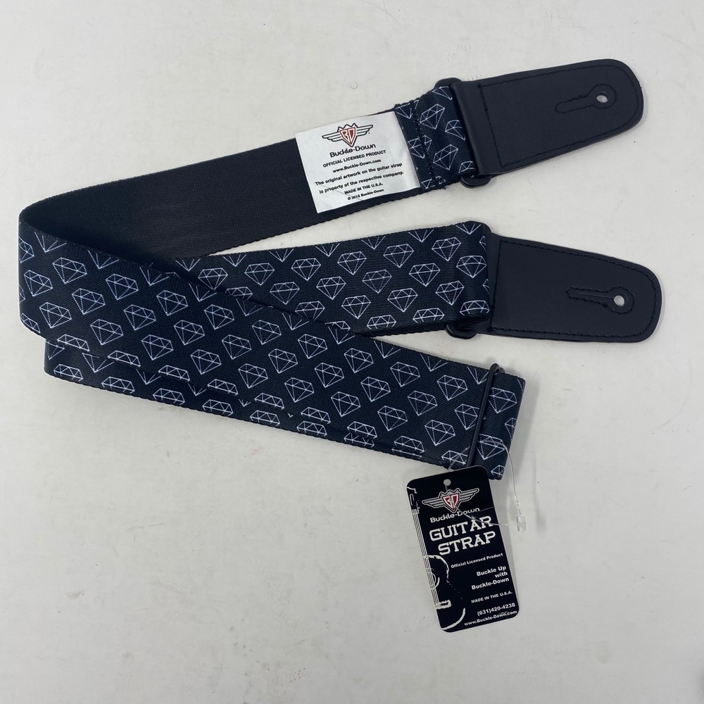 Buckle-Down Guitar Strap Black White Diamond Pattern Adjustable Made in USA NEW